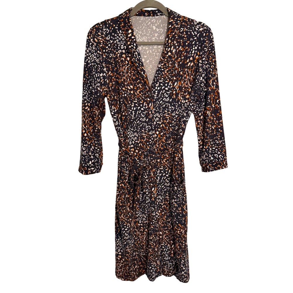 Garnet Hill Button Front Shirt‎ Dress Small Midi Office Business Career Workwear